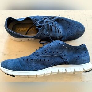 Cole Haan Zerogrand Suede Sneakers Navy Blue 6B Wingtip Oxford Style